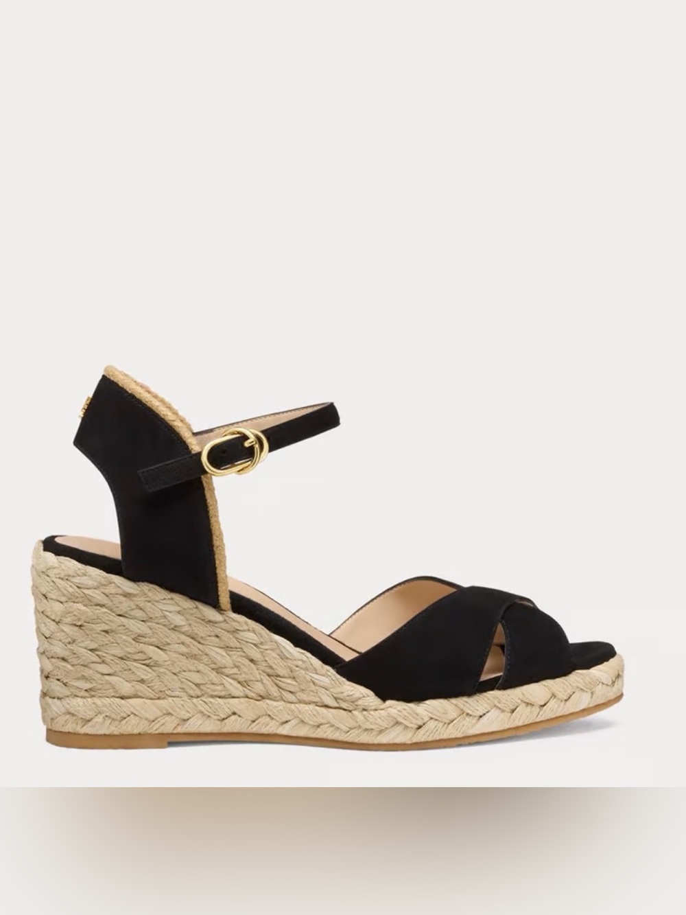 STUART WEITZMAN Mirela Black Espadrille Wedge Sandal - Size 7